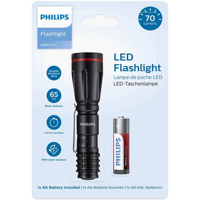 Philips Linterna LED Recargable 70 lúmenes IPX4 Impermeable